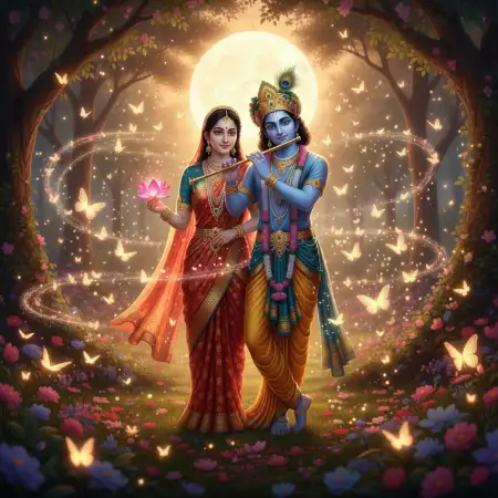 Radha Krishna Wallpapers With Lotus Flower - Free Wallpaper Wallpaper Download