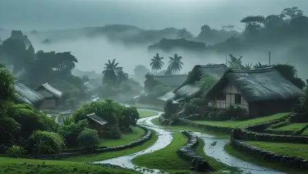 Rainy Season Village Background Jpg - Free Zoom Background Download