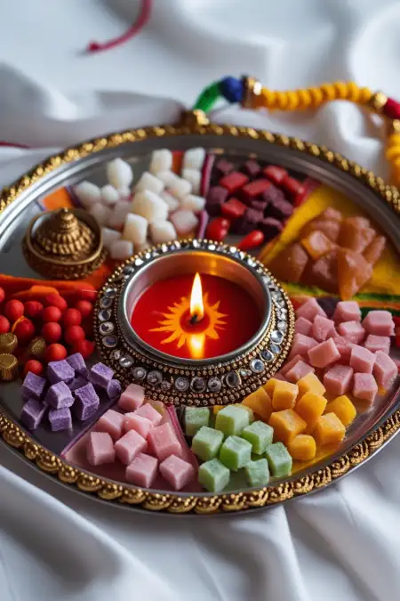 Raksha Bandhan Background With Diya And Thali - Free Background Download