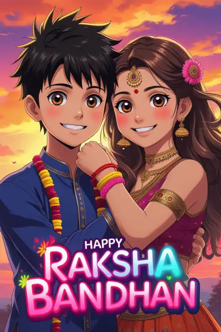 Raksha Bandhan Wishes With Cartoons For Children - Free Happy Raksha Bandhan Wishes For Children Download