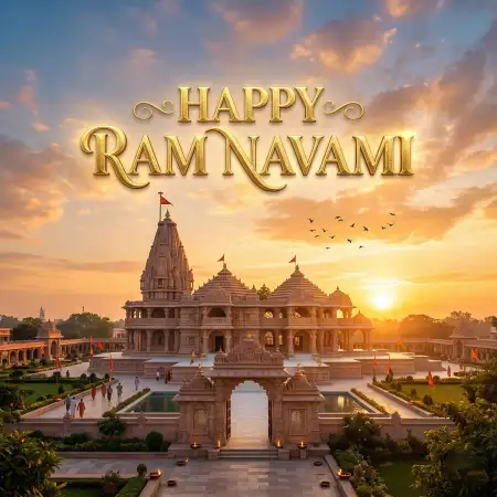 Ram Navami Whatsapp Dp With Ayodhya Temple - Free Happy Ram Navami Wishes For Whatsapp Download