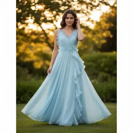 Realistic Blue Dress Girl Full Body Photograph - Free Photo Download