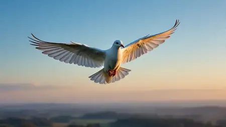 Free Realistic White Dove Flying In Blue Sky Image Download