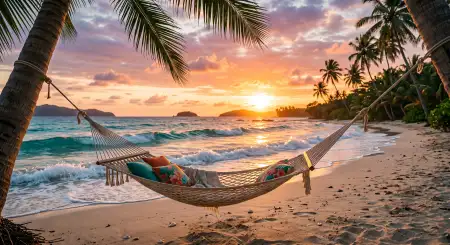 Free Relaxing Summer Background With Hammock And Beach View Background Image Download