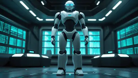 Robot Background With Glowing Blue Circuit - Free Blu Background Download