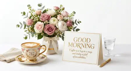 Romantic Good Morning Flowers And Coffee Images - Free Good Morning Flowers And Coffee Download