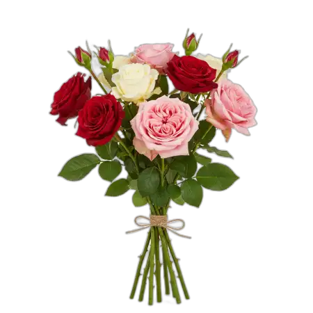 Rose Bouquet Png With Leaves - Free Rose Bouquet Png Download