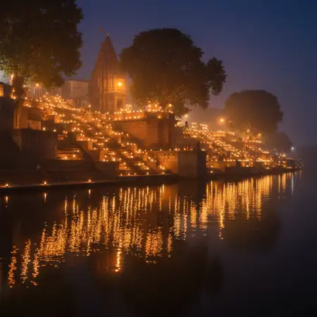 Royal Diwali Background With Palace And Lamps - Free Backgr Download