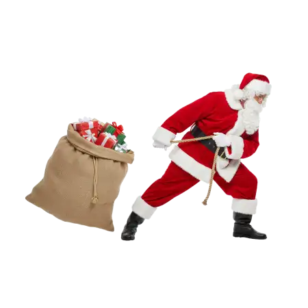 Santa Claus Carrying Gift Bag Png Hd - Free Png Download