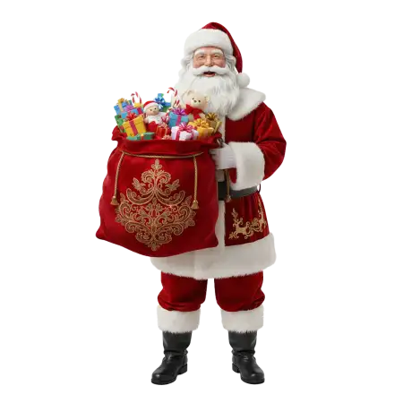 Santa Claus With Red Gift Bag Png Free - Free Png Download