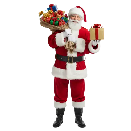 Santa Claus With Snow And Gifts Png - Free Png Download