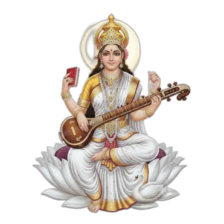 Saraswati Mata Png Full Size Hd For Saraswati Puja Invitation - Free Png Download