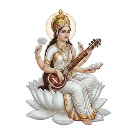 Saraswati Mata Png White Background - Free Png Download