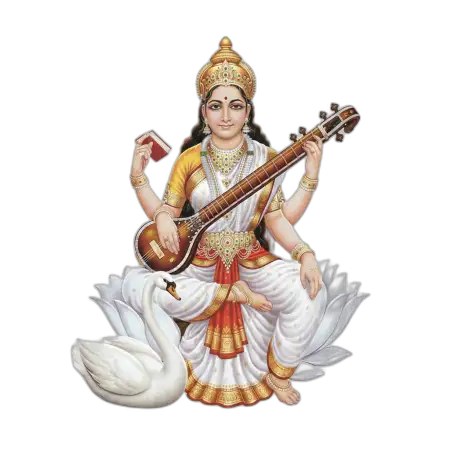 Saraswati Mata Png With Swan Hd - Free Png Download
