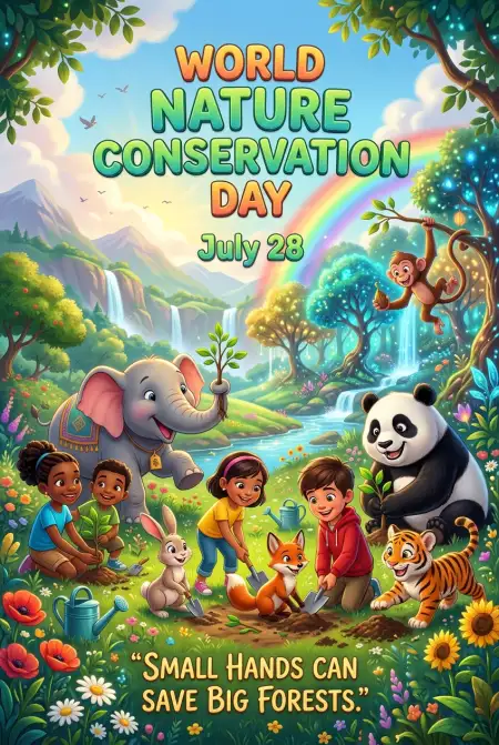 School Awareness Poster On Nature Conservation - Free World Nature Conservation Day 2026 Download
