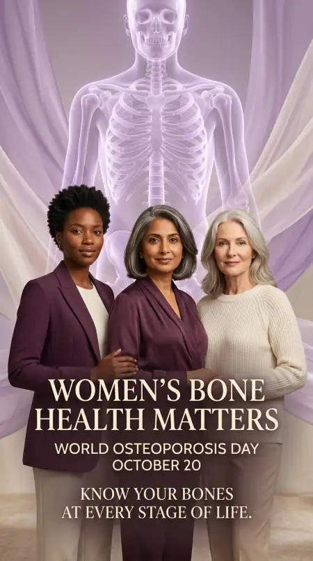senior woman bone health awareness poster