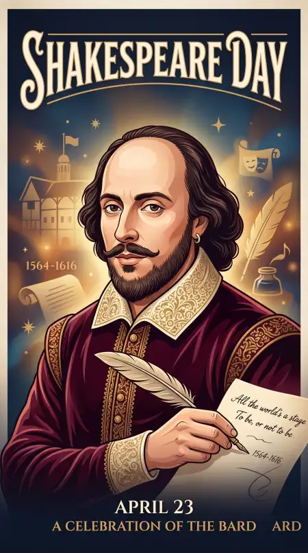 Shakespeare Portrait Oil Painting Style Image - Free William Shakespeare Day 2026 Download