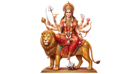 sherawali mata riding lion png transparent