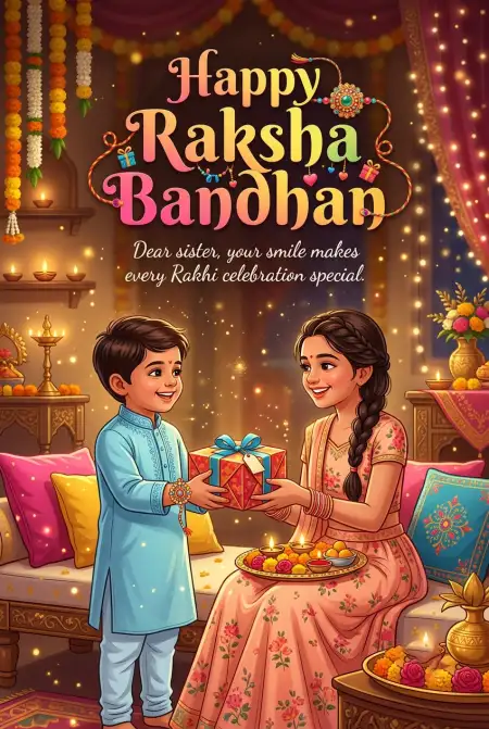 Free Short And Sweet Rakhi Wishes For Kids Image Download