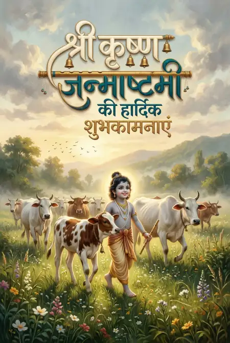 Free Shri Krishna Janmashtami 2026 Krishna With Cow Instagram Images Image Download