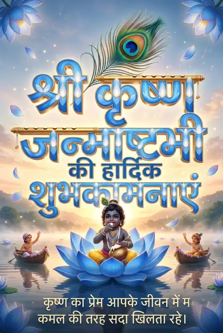 Free Shri Krishna Janmashtami Ki Hardik Shubhkamnaye Hindi Message Image Download