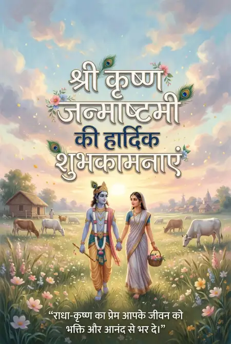 Free Shri Krishna Janmashtami Ki Hardik Shubhkamnaye Hindi Quotes Image Download
