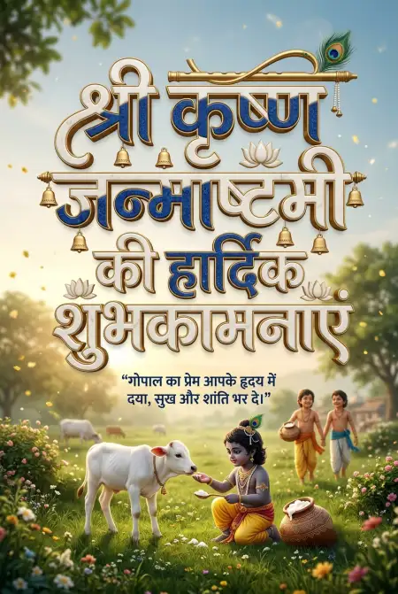 Free Shri Krishna Janmashtami Ki Hardik Shubhkamnaye Hindi Status Image Download