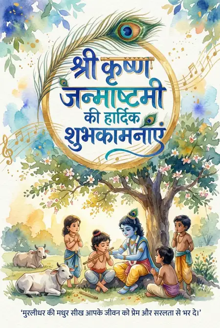 Free Shri Krishna Janmashtami Ki Hardik Shubhkamnaye In Hindi Image Download