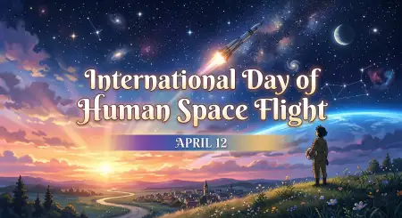 Space Themed Greeting Messages 2026 - Free International Day Of Human Space Flight 2026 Download