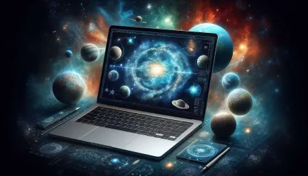 Free Space Themed Laptop Background Images With Galaxies, Planets, And Stars Background Image Download
