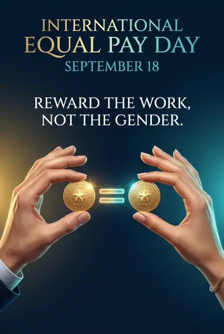stop gender pay discrimination poster - International Equal Pay Day 2026