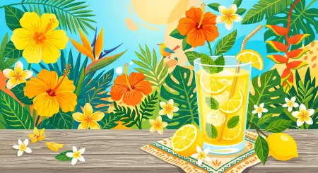 Summer Citrus Juice Background Template - Free Lemon Juice Background Download