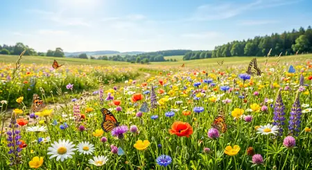 Free Summer Nature Background With Flowers And Butterflies Background Image Download