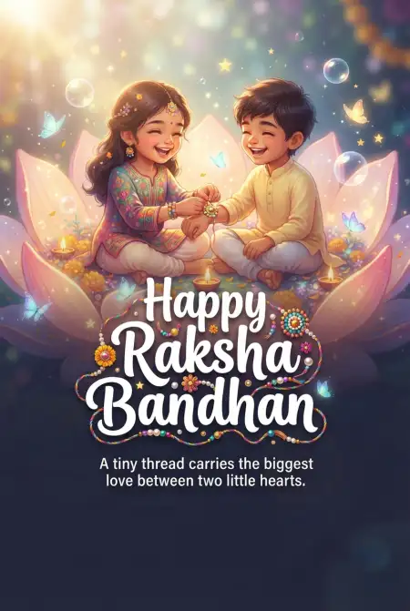 Free Sweet Raksha Bandhan Blessings For Little Kids Image Download