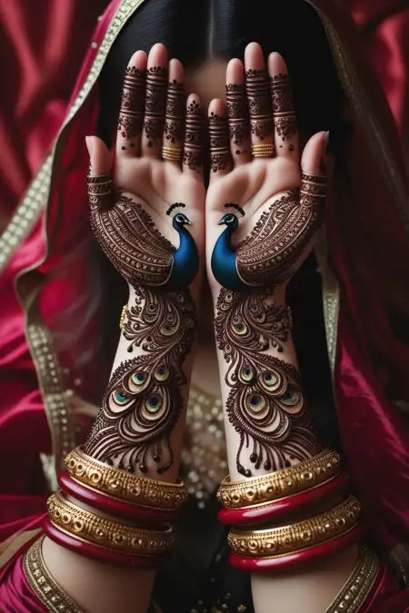 Symmetrical Front Hand Mehndi Design - Free Related Mehndi Design Image