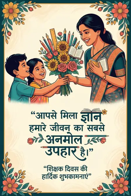 Teachers Day Hindi Greeting Images For Social Media - Free Teachers Day Wishes In Hindi Download