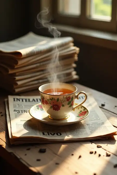 Top View Tea Setup On Wooden Table - Free International Tea Day Download