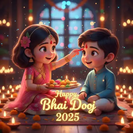 Traditional Happy Bhai Dooj 2025 Greetings - Free Happy Bhai Dooj 2025 Wishes Download