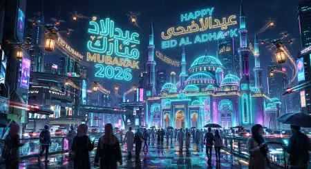 Trendy Eid Al Adha Social Media Banner 2026 - Free Eid Al Adha Greeting Card 2026 Download