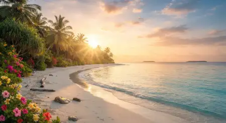 Tropical Beach Sunrise Background - Free Tropical Summer Background Download