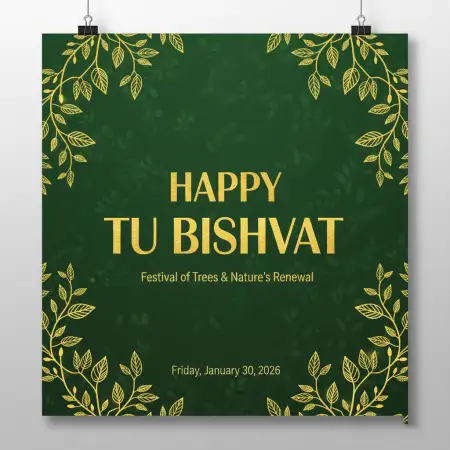 Tu Bishvat Banner Wishes - Free Happy Tu Bishvat Download