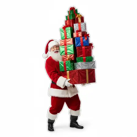 Ultra Realistic Santa Claus With Gift Box Png - Free Png Download