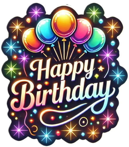 unique birthday text designs with colorful balloons