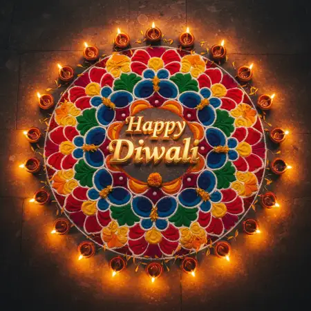 Unique Happy Diwali Greetings 2025 With Rangoli Theme - Free Happy Diwali 2025 Download