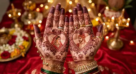 unique karwa chauth couple mehndi design - Karwa Chauth Mehndi Design 2026