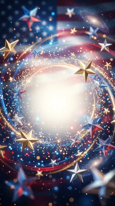 Free United States Flag Background With Stars And Fireworks Effects Background Image Download