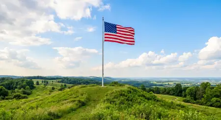 Free United States Flag Waving Over Historic Landmarks Hd Images Background Image Download