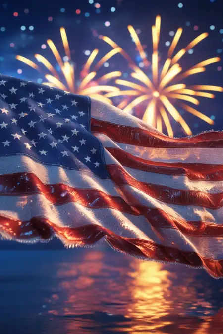 Usa Flag Background With Fireworks - Free Background Download