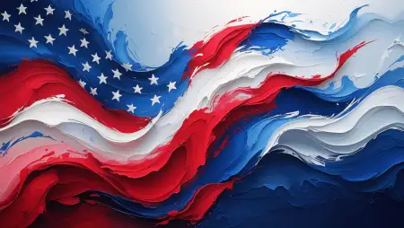Usa Flag Background With Skyline Silhouette - Free Background Download