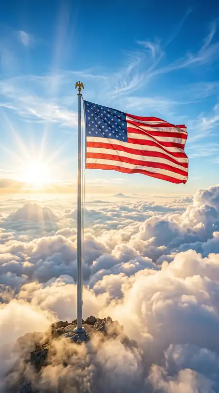 Free Usa Flag Hd Wallpaper With Beautiful Sky And Sunlight Background Image Download